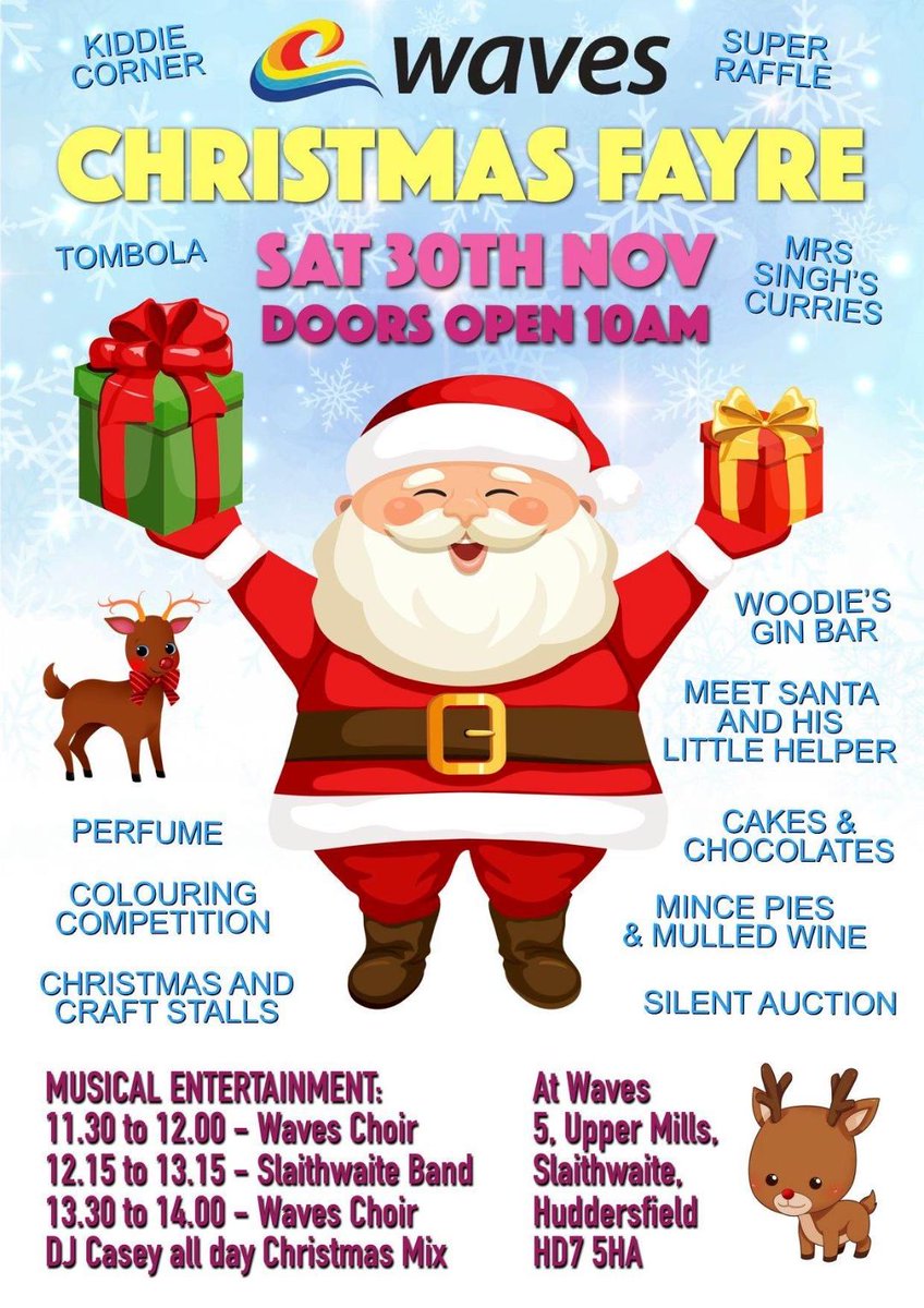 Join us at the Waves Day Centre Christmas Fayre this Saturday (November 30). We will be playing from 12.15pm. <a href="/andyhirstpr/">Andy Hirst</a>