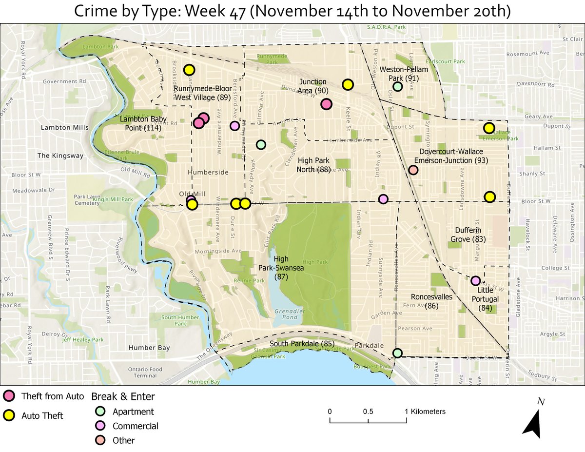 TPS11Div's tweet photo. Week 47 Crime Map #toronto #bloordale #highpark #bloor #highpark #stclair #dovercourt @anabailaoTO @bloordaleblog #parkdale #416 #roncesvalles https://t.co/37FvBK0abq