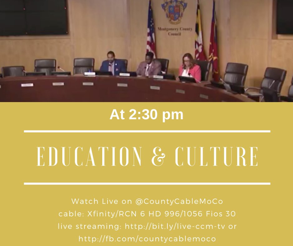 CountyCableMoCo's tweet photo. #HappeningNow
The @MoCoCouncilMD #Education and #Culture Committee is meeting.
Watch
cable: Xfinity/RCN 6 HD 996/1056 Fios 30
streaming: https://t.co/0zWgH1f5VH or https://t.co/FpyTnK4M6p
discussing: #SandySpringMuseum https://t.co/V2ykHB4CCv