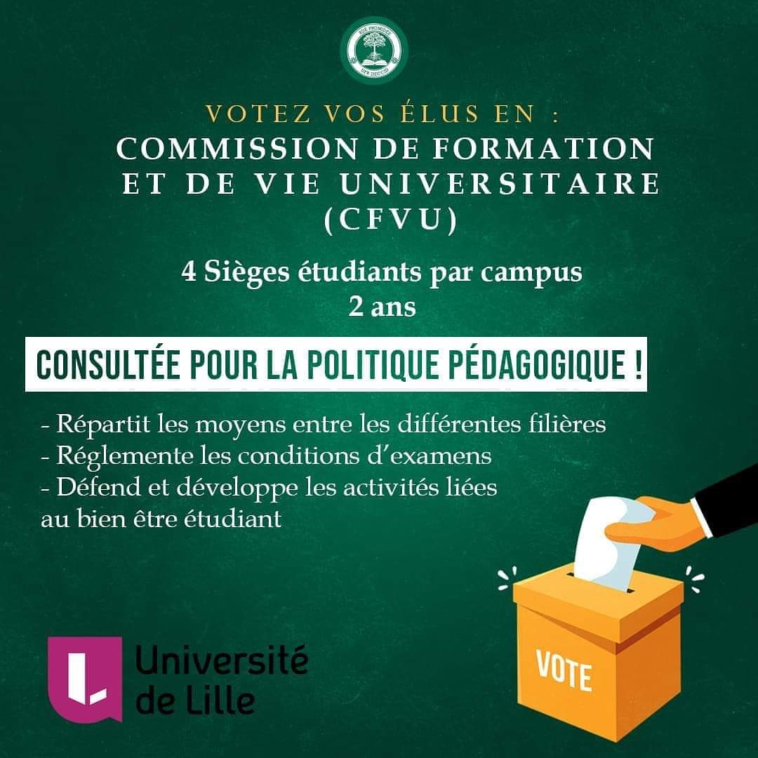 Promidee's tweet image. La CFVU ou Commission de Formation et de Vie Universitaire est une commission composée d’étudiants et d’étudiantes.

📅c’est ce 26 Novembre que vous pourrez élire cette commission !
Alors c’est à vous de jouer !        

             🗳tous aux urnes !🗳