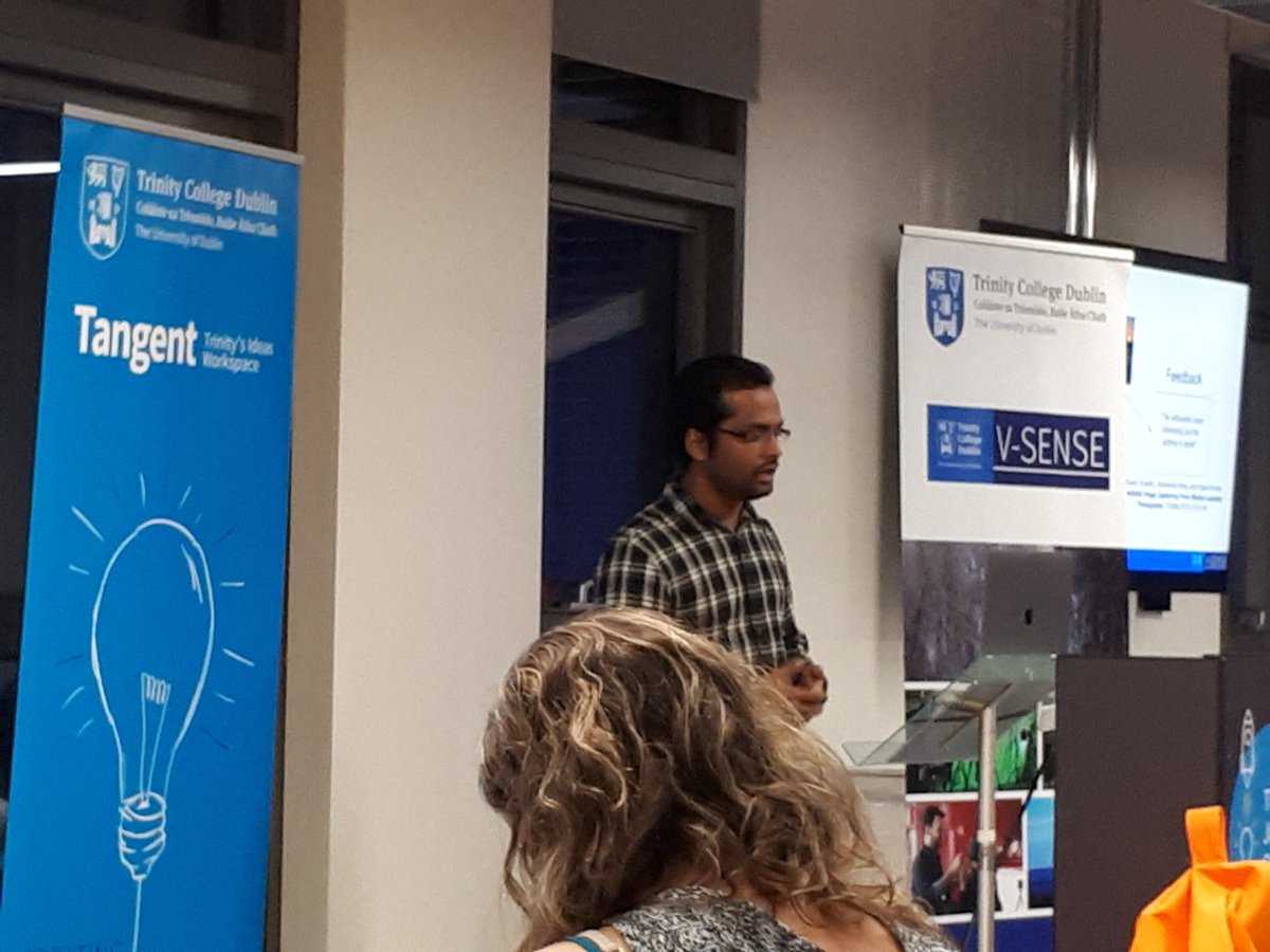 VSENSE_TCD's tweet photo. @VSENSE_TCD colleague Kostav Ghosal presents his work at MLDublin Meets V-SENSE  #MLMeetup this evening @TCDTangent @TCDBusiness w/sponsor by Huawei. Thank you all &amp; @mckibben23 @dcollinshk @TCDTangent for a great evening! https://t.co/5D6UvHAHGZ
