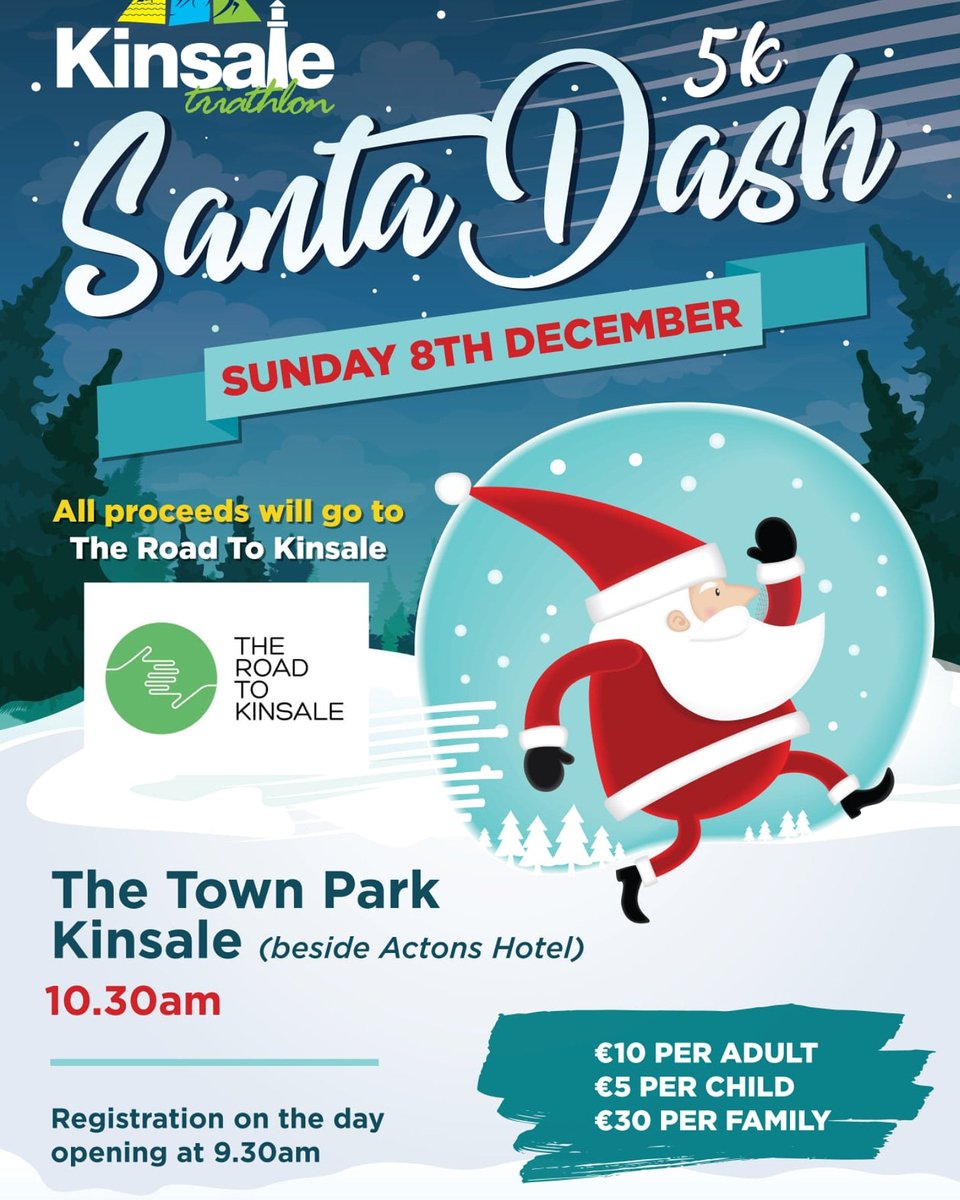 VOLUNTEERS NEEDED for marshalling and registration for the Santa dash, a fun family fancy-dress run. Private message me if you can help out. <a href="/KinsaleNews/">Kinsale Advertiser</a> @Corksouthnews