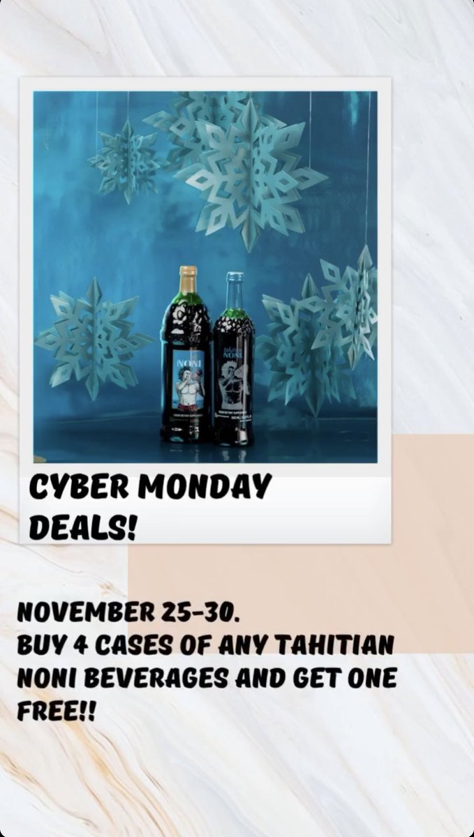 11/25-11/30 #CyberDeals going on right now @newageopp @temanaofficial w/ #BusinessStarterPacks u can buy, #NewItemAlert on #TeManaMascara 💕 #TahitianNoniBeverages #Giftcards #B4G1F & 10% off ALL ONLINE Orders w/code: CYBER10 *Not applied to TNJ Bevs |morinda.com/4503505