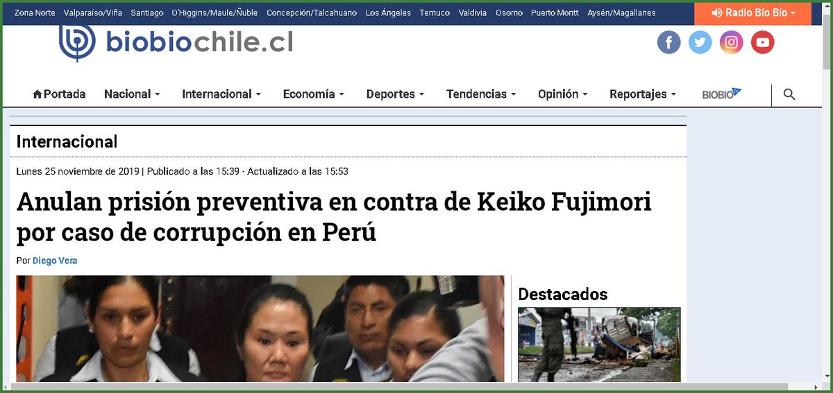 xafu's tweet photo. Prensa Internacional informa sobre liberación de #KeikoFujimori por el Tribunal Constitucional. https://t.co/y16RsyTldV