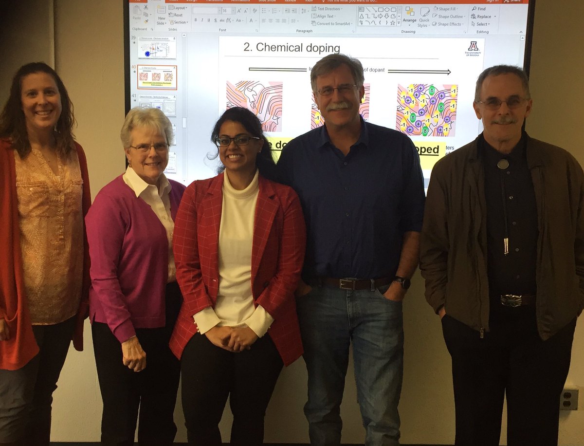 DrERatcliff's tweet image. Congratulations to Dr. Bharati Neelamraju for successfully defending her thesis “Doping and Stability of Organic Semiconductors” @azengineering @Neelamraju_B