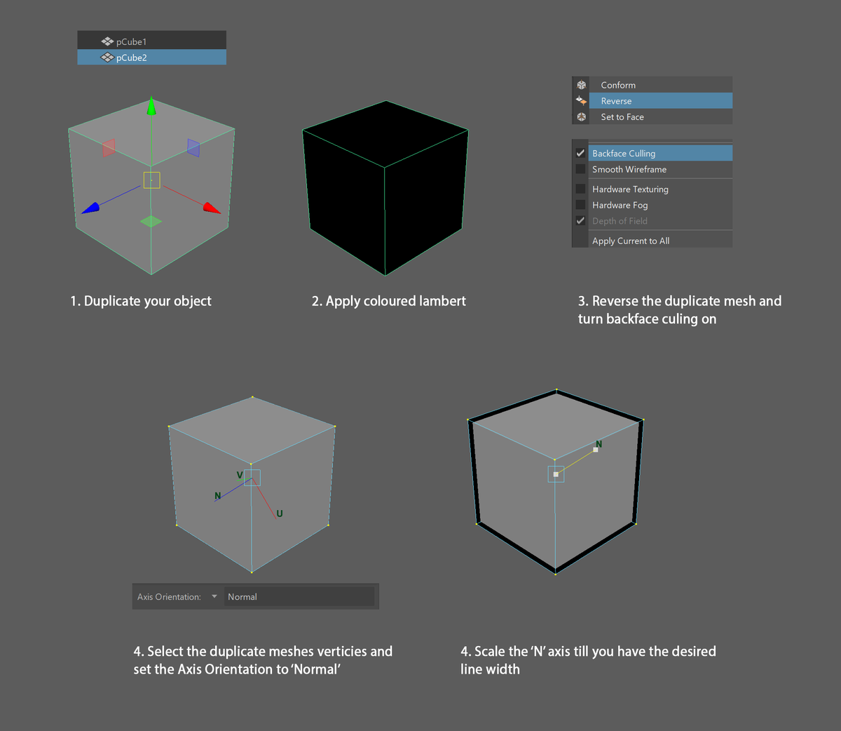 trilobug3d's tweet photo. I needed to make this for something, but figured I'd post it here too! Its a brief tutorial on how to achieve the outline effect on models in Maya (a question I'm frequently asked!) #3dart #tutorial https://t.co/U3t0igqnom