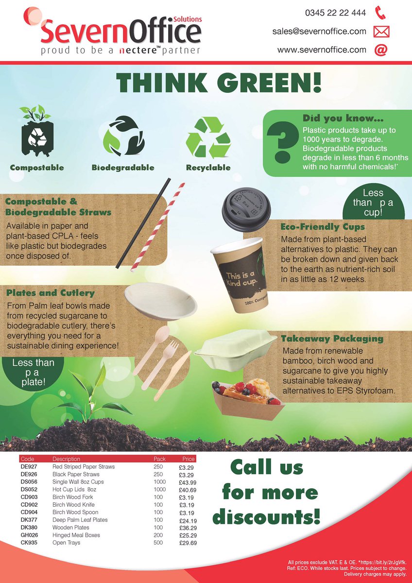 Our theme this week is all about ‘Green’ we offer various products that are compostable &amp; recyclable #porthour #thinkgreen #recycled #environnement