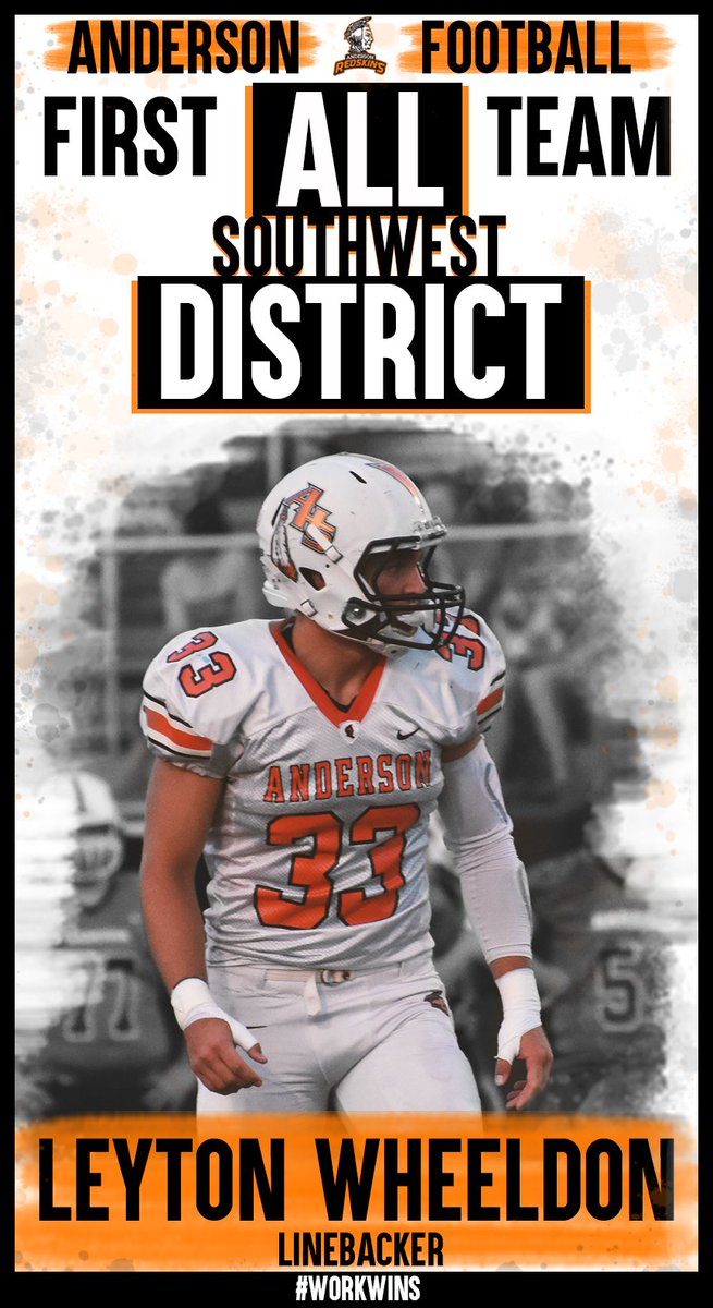 CoachStanyard's tweet photo. Congrats to @_AHS_Football player Leyton Wheeldon for being named First Team All Southwest District! Congrats on a great season! #WorkWins @CoachEvanDreyer https://t.co/2LUmCukT2m