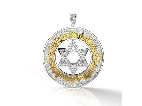 IsraelCatalog's tweet image. 14K Gold and Diamonds Star of David Necklace with 3D Jerusalem Skyline

 #3D #david #skyline #jerusalem #14k #diamond #israel #ישראל #NewPost