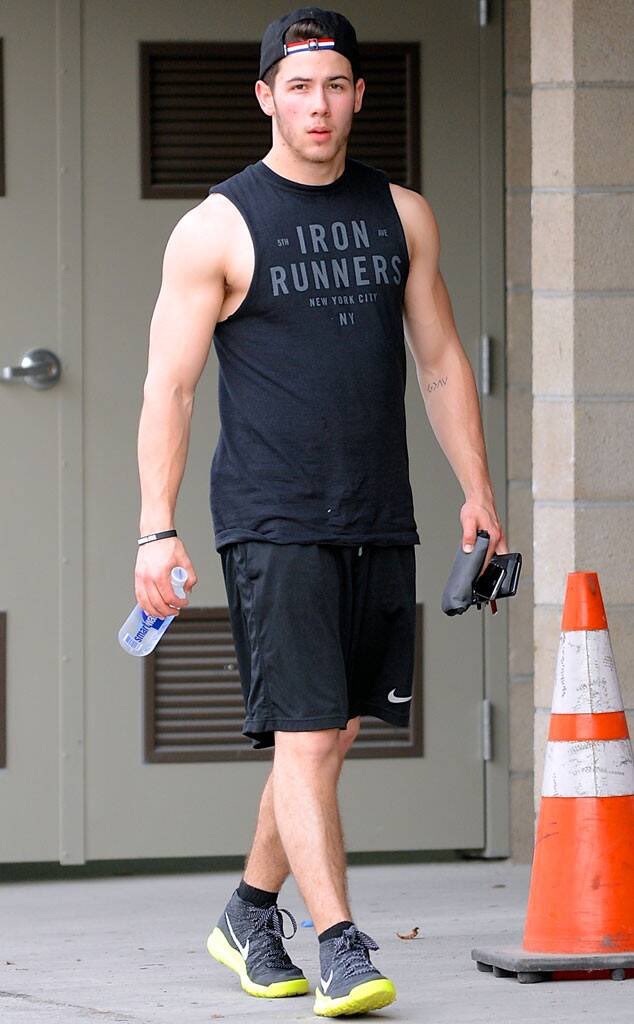 Nick Jonas in gym clothes