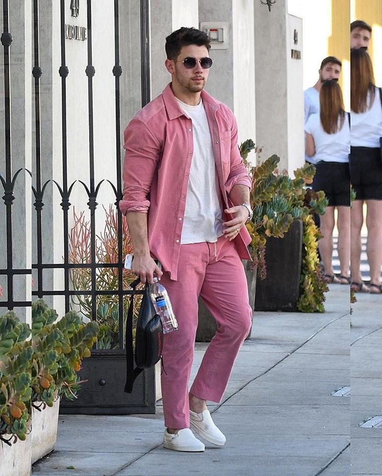 Nick Jonas in pink