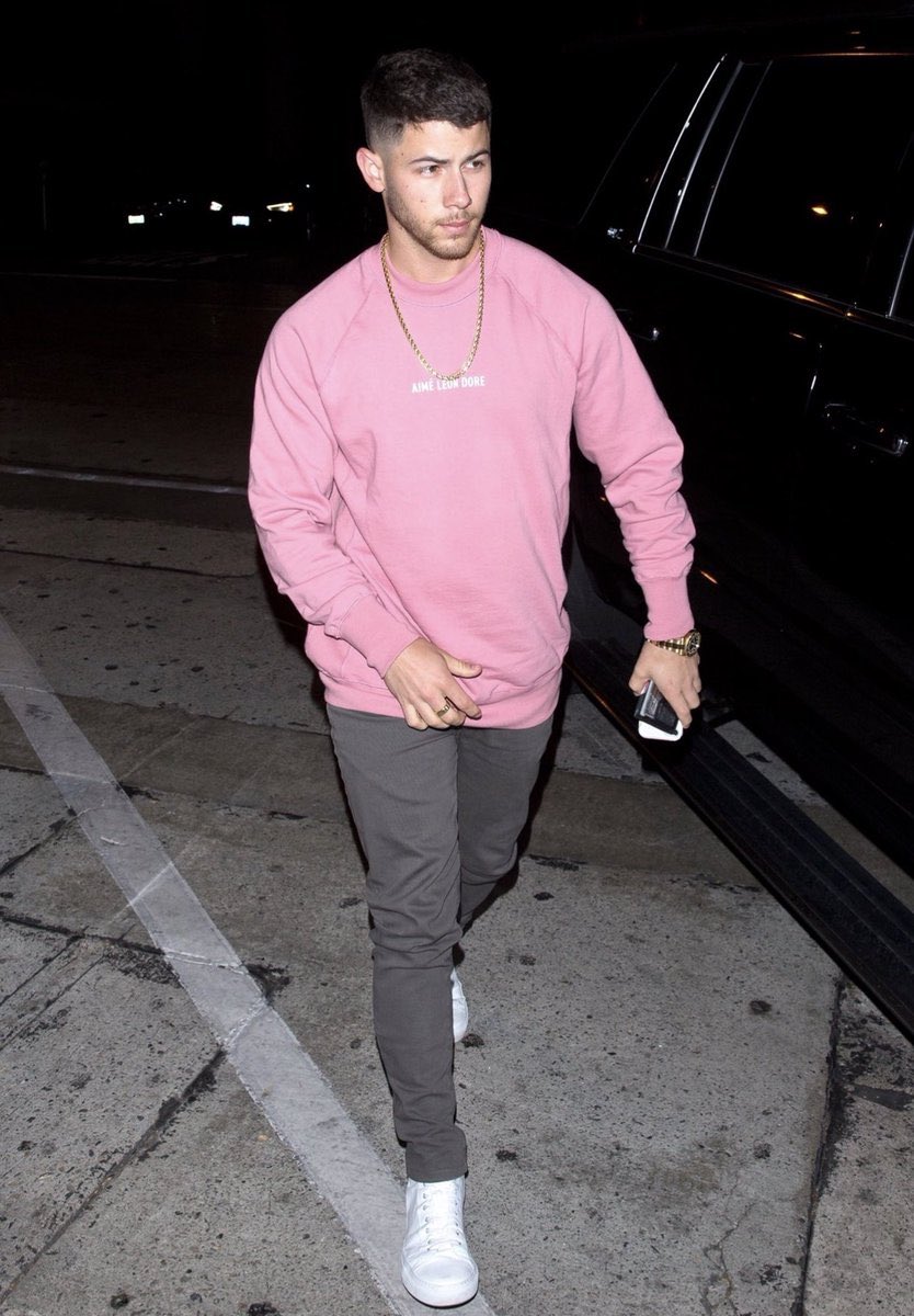 Nick Jonas in pink