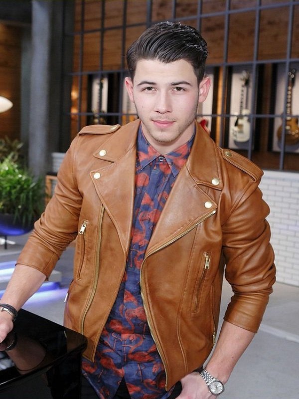 Nick Jonas in brown