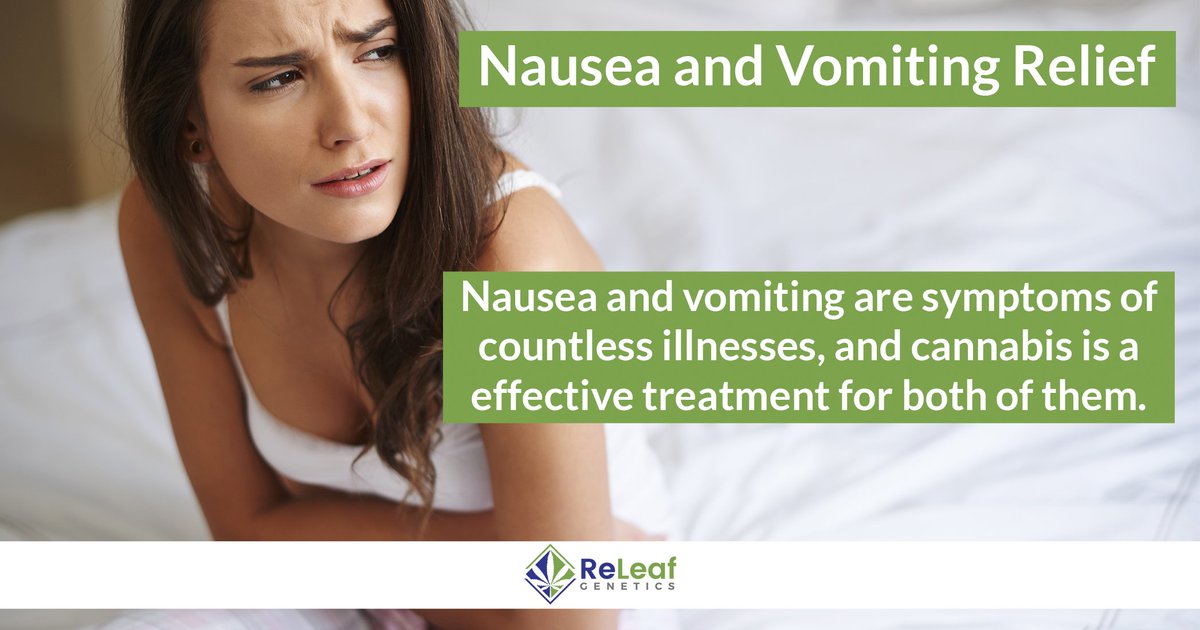 ReleafSummit's tweet photo. https://t.co/SJ3xhXJrgx
Nausea and vomiting are symptoms of countless illnesses, and cannabis is a powerful treatment for both symptoms. It’s more effective than pharmaceutical drugs and has fewer side effects.
#cannabis #nausea #cbd #releafgenetics https://t.co/4LsEzAtS44