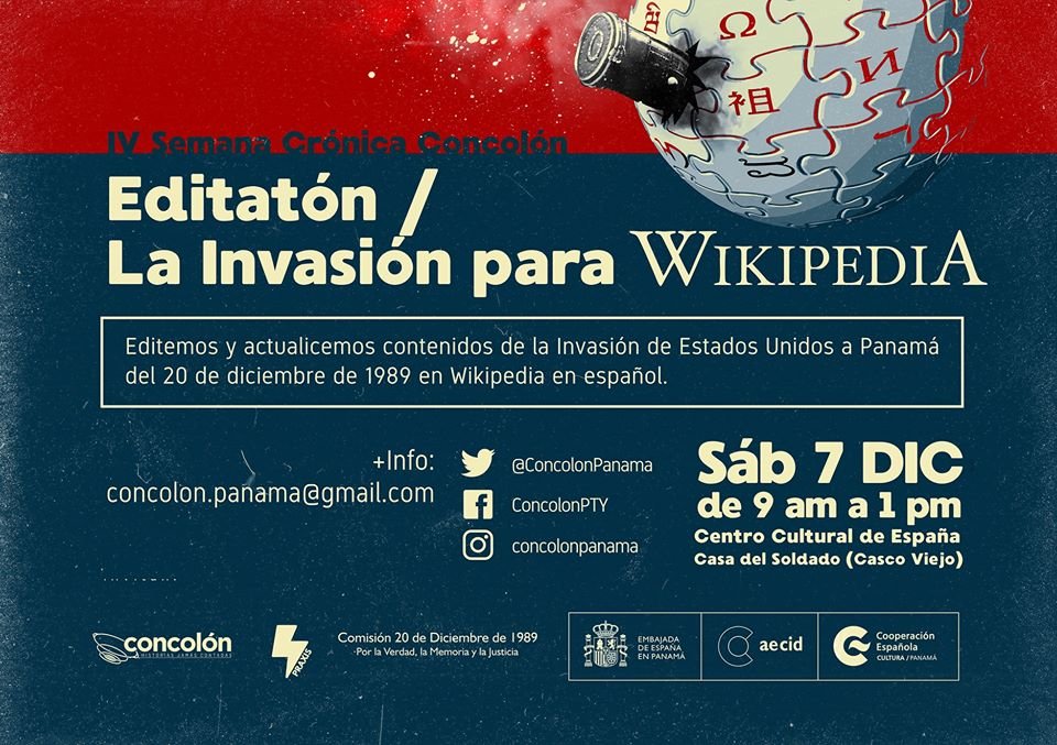En el 30 aniversario de la Invasión de EE.UU. a Panamá, les invitamos a una Editatón para actualizar la información en Wikipedia. El sábado 7 de diciembre y con la guía de @MonicaJMora. Para participar, completa el siguiente formulario forms.gle/GSfLFzC2fHPNf5… #CuentaLaInvasión