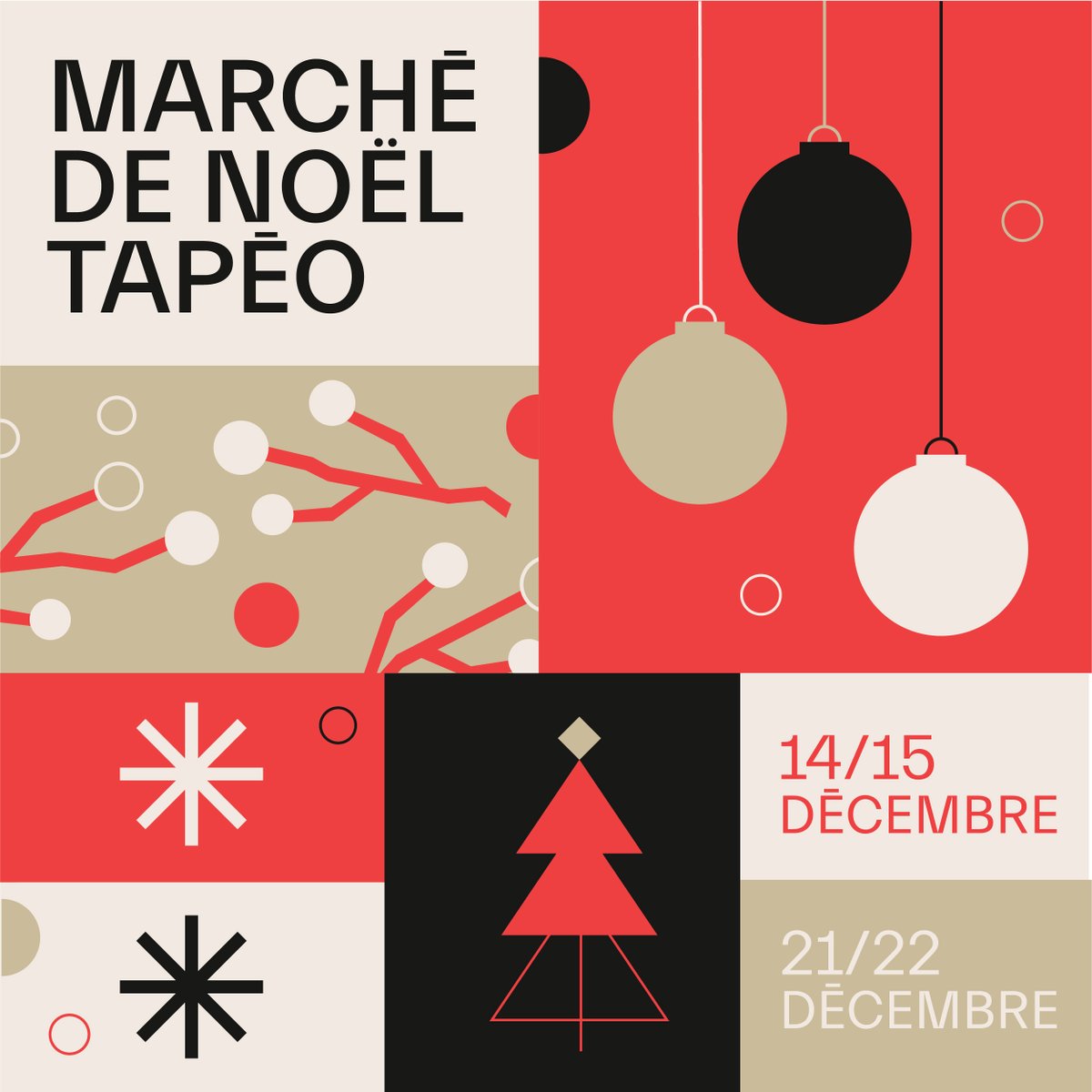 ✨ Cette année, le <a href="/Restotapeo/">RestoTapeo</a> se transforme en marché de #Noël les 14, 15, 21 et 22 décembre! Que ce soit pour offrir en cadeau ou pour impressionner vos invités pendant les #Fêtes, on vous propose tous nos produits chouchous des deux restos 🎄🤩  ❤️