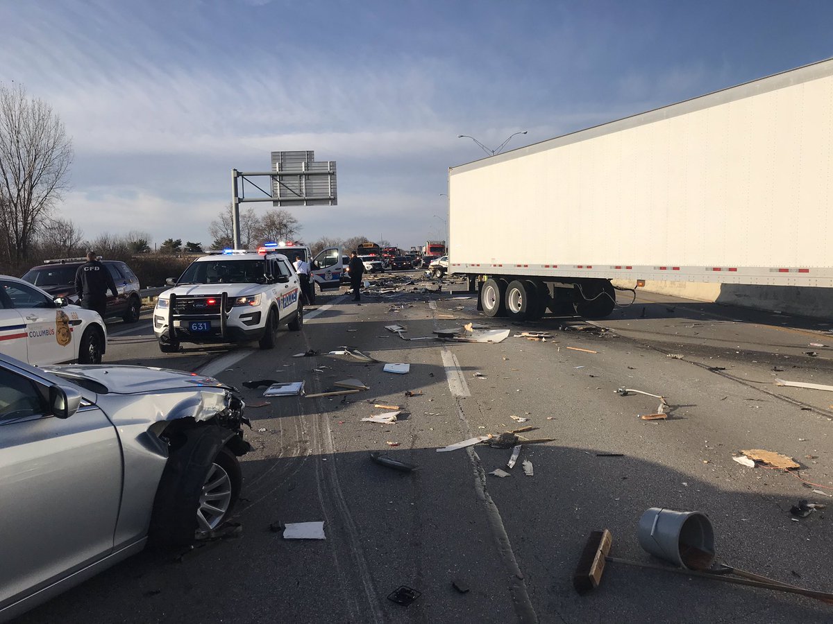 I-70 EB is CLOSED at I-71. Drivers must exit onto I-71 NB. Crews currently working to clear debris from the scene - delays expected through evening commute.