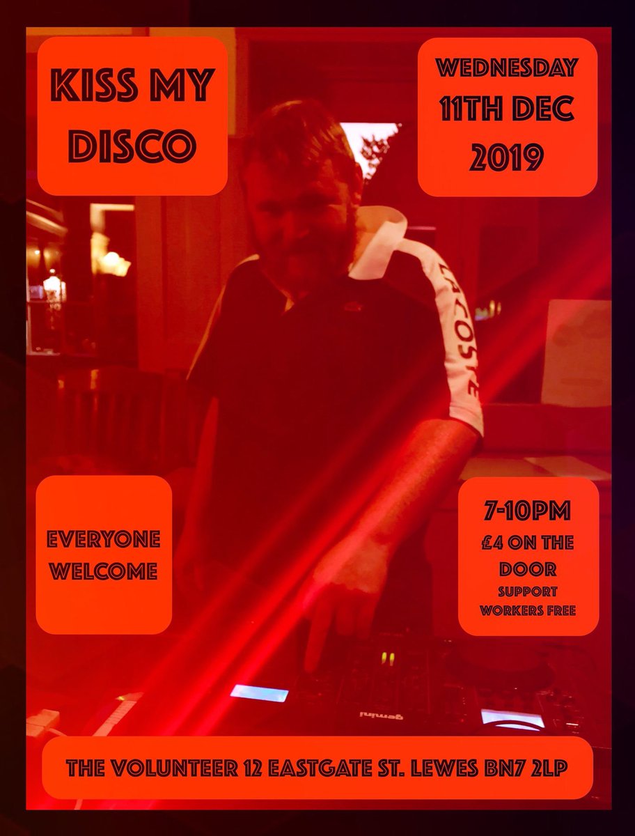 Kiss My Disco is back at <a href="/TheVolunteerPub/">The Volunteer, Lewes</a> #Lewes on Wed 11th Dec. Come join us for a proper festive knees up why dont you?! £4 on the door. 7-10pm see you there!! 

#learningsisabilities #kissmydisco
