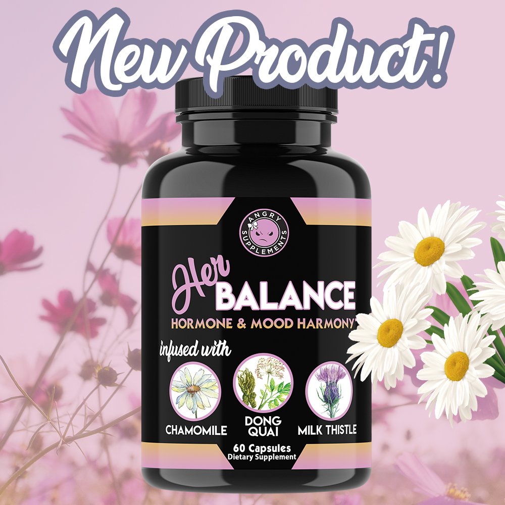 AngrySupps's tweet photo. Say hello to our newest member of the Angry Supps fam 👉 Her Balance! 🙋🏽‍♀️ ...And say goodbye to mood swings, fatigue and irregularities with this new hormone and mood harmonizing blend! 
Get $5 off with promo code HERBALANCE5
#vitamins #supplements #womenshealth #hormonebalance https://t.co/XSRkTKlT7E