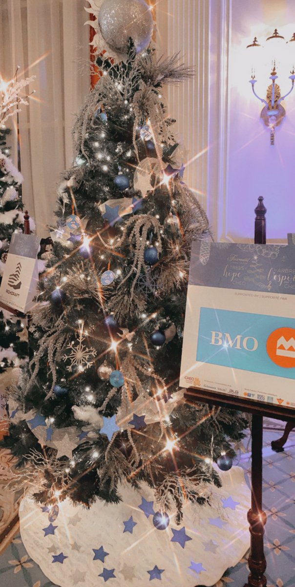 Had a very merry time decorating our <a href="/BMO/">BMO</a> winter solstice themed tree at the #TreesOfHope event in support of <a href="/CHEOhospital/">CHEO hospital</a> tonight! 💙🎄 Always #ProudToWorkAtBMO