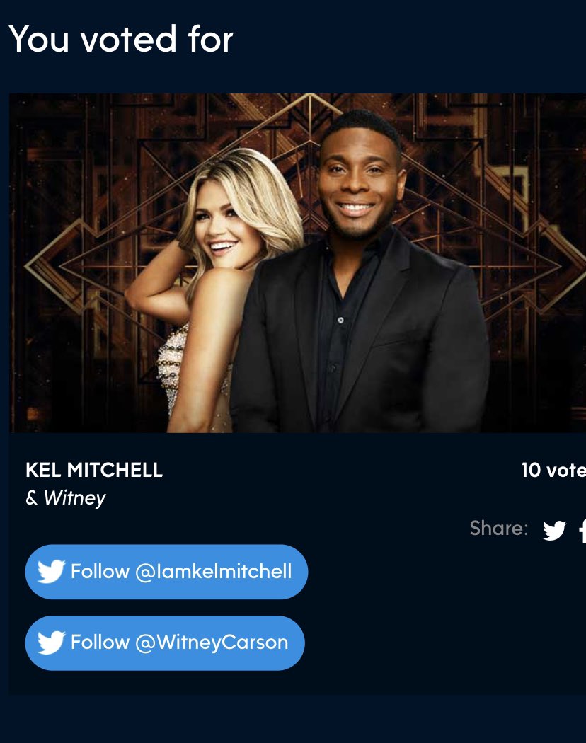 violawatson's tweet photo. Well, all my votes went to @Iamkelmitchell and @WitneyCarson #TeamWitKel 🤞 #dwts @DancingABC https://t.co/aBbdL8dYYu