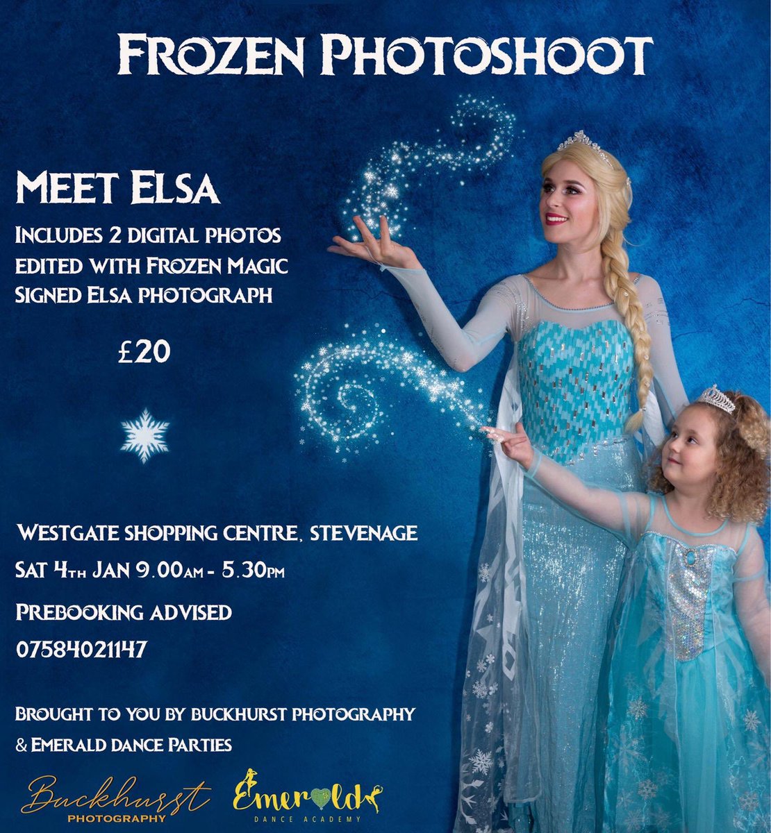 Emerald_Dance1's tweet photo. The perfect Christmas gift for your little frozen fan! ❄️❄️
Pre-booking advised to guarantee your slot‼️@lovestevenagetc 

#westgateshoppingcentre #stevenagetowncentre #elsaappearance #frozen #photoshoot #emeralddanceacademy #buckhurstphotography https://t.co/NzmI37rH7H