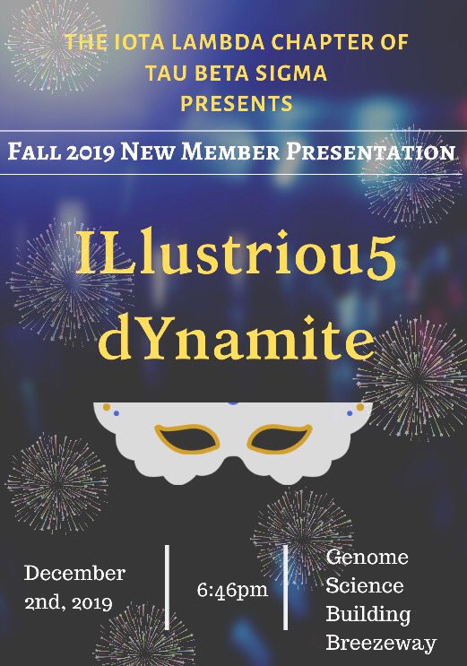 ‼️New Member Presentation‼️ Join us on December 2nd at 6:46 in the Genome Science Building Breezeway. See who will be revealed as the newest sisTAUs....