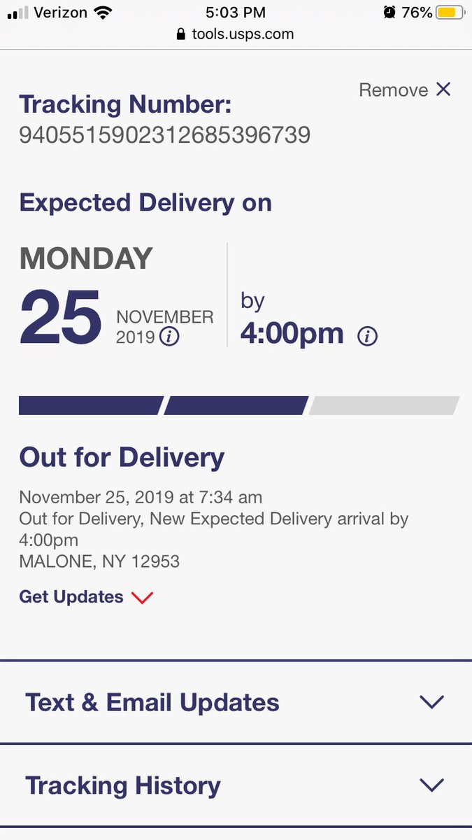 pelerwentz's tweet photo. Great job @USPS. After 5 and still no package. Thanks for making my priority mail a priority. https://t.co/t3V4zdMTBg