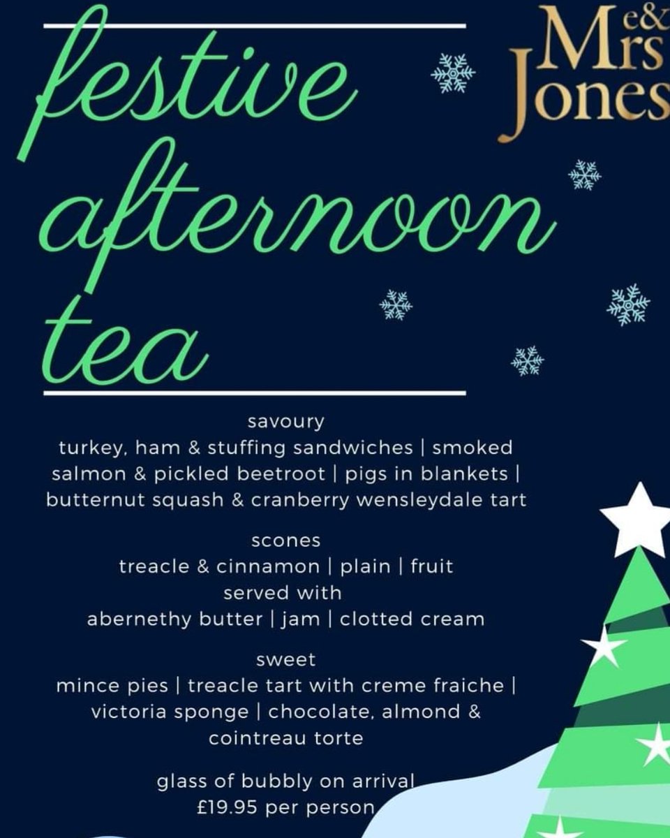 Our Afternoon Tea has taken on a festive twist for the month of December 🎄
Book now on 028 7083 4950 for £19.95 per person, including a glass of bubbly 🥂
We require 24 hours notice of bookings
#meandmrsjones #portstewart #afternoontea #bubbly #supportlocal #christmas