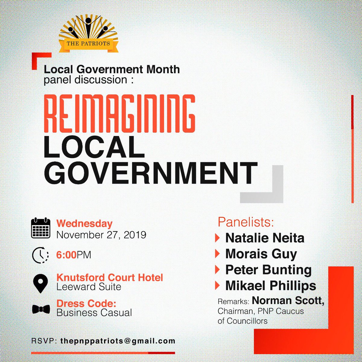 PeterBuntingja's tweet photo. Reimagining Local Government with @thepnppatriots.
RSVP today.
#localgovernmentmonth https://t.co/YX2u2N8cgU