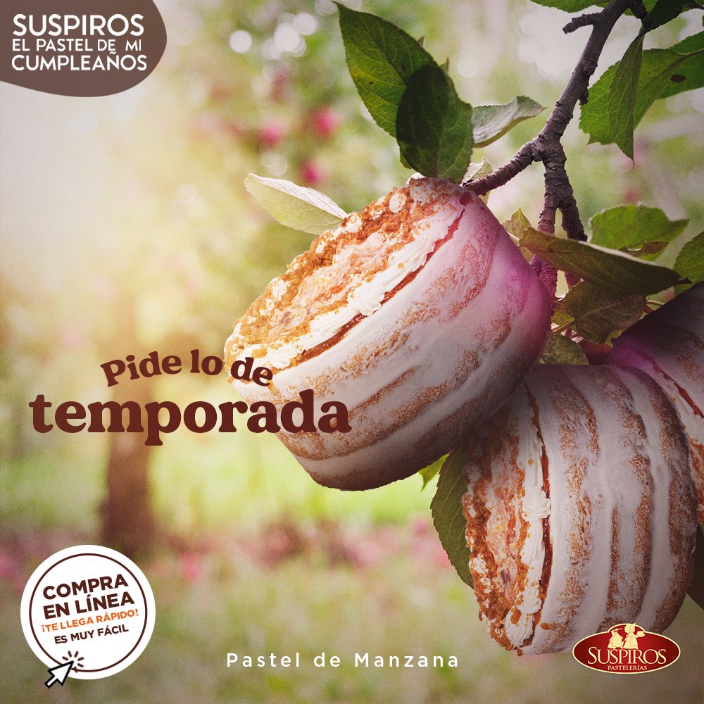 SuspirosMexico's tweet photo. Un sabor totalmente natural 😍 ¿Ya probaste nuestros pasteles de temporada?

Ven por tu pastel de manzana perfecto para cafesear con tu familia y amigas ☕️.

Ordena tu favorito online y pídelo a domicilio 🚗.

➡ https://t.co/sqNlp8jZDy ⬅ https://t.co/Hxkoqke28W