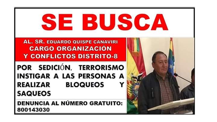 SMoncada_VEN's tweet photo. Banda fascista promete elecciones al mismo tiempo que desata una ola de persecuciones contra dirigentes políticos y sociales. El golpe de Estado avanza en toda Bolivia y busca atornillarse en el poder eliminando toda resistencia popular.Defendamos la vida de los líderes populares https://t.co/nJzWGAwKLs