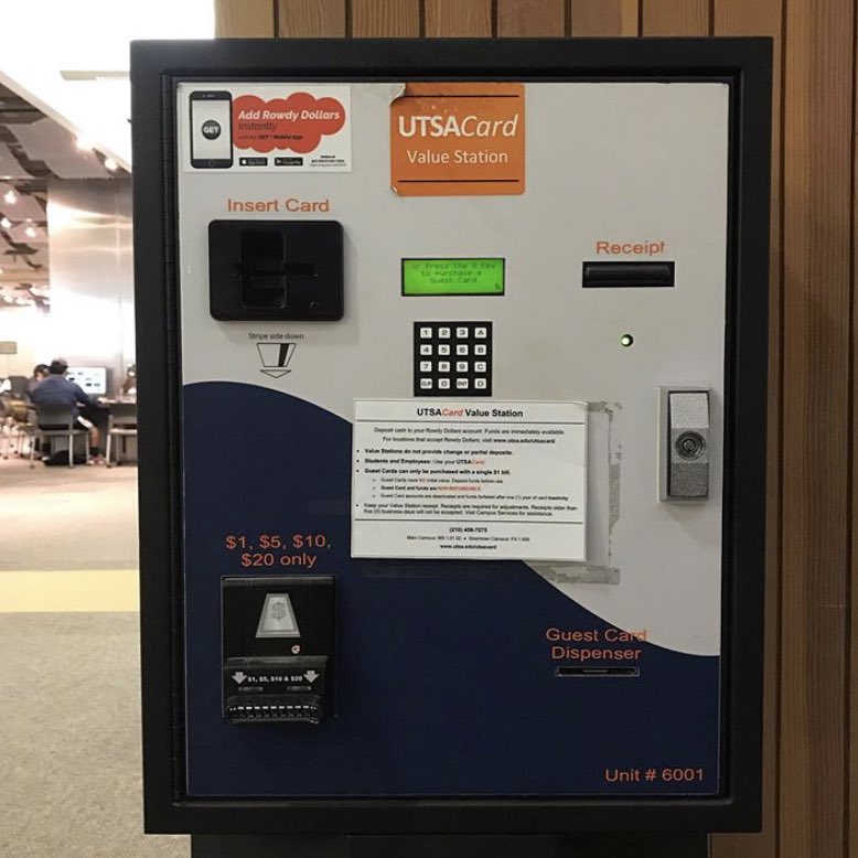 UTSALibraryPC's tweet photo. Here’s a quick reminder that you can add funds to your UTSA ID for printing 🖨 You can use the Value Station located to the right of the Info Desk or add money electronically through the GET app 📲 Ask blue crew how to use the devices if you have any questions! 🤔 #jpl #bluecrew https://t.co/RQKCasUGnA