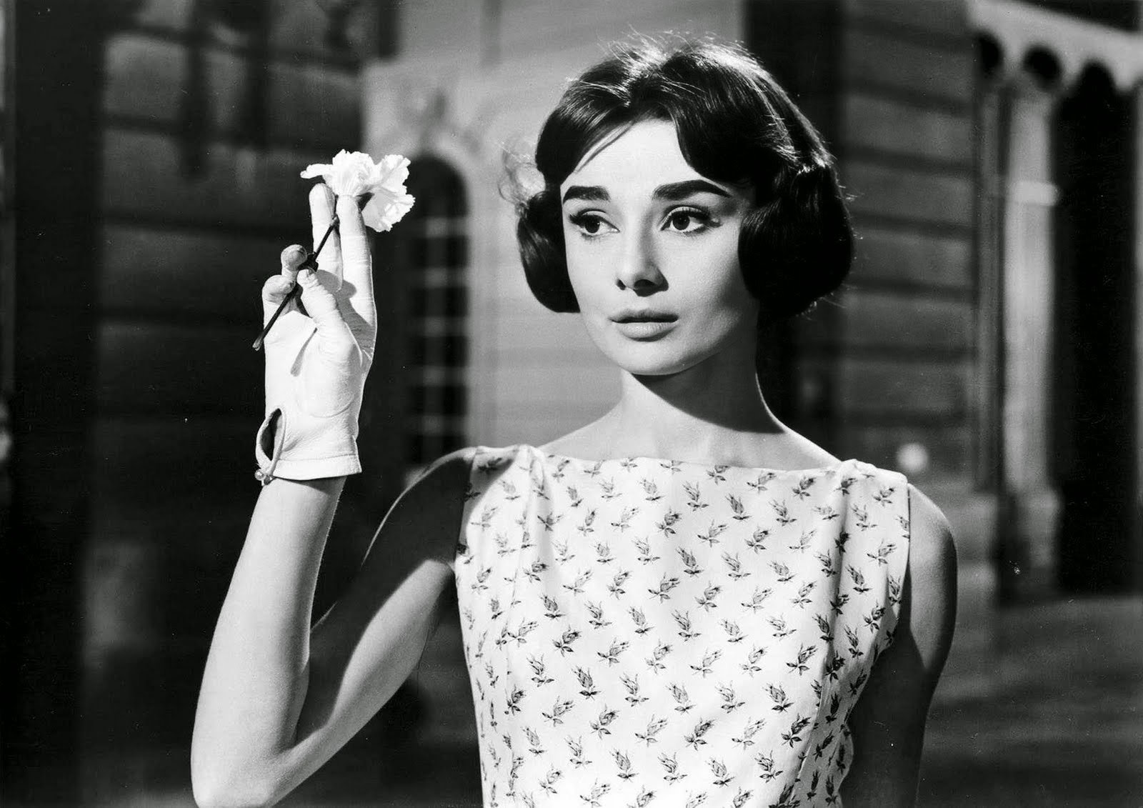 audrey hepburn, Love In The Afternoon, holding a flower