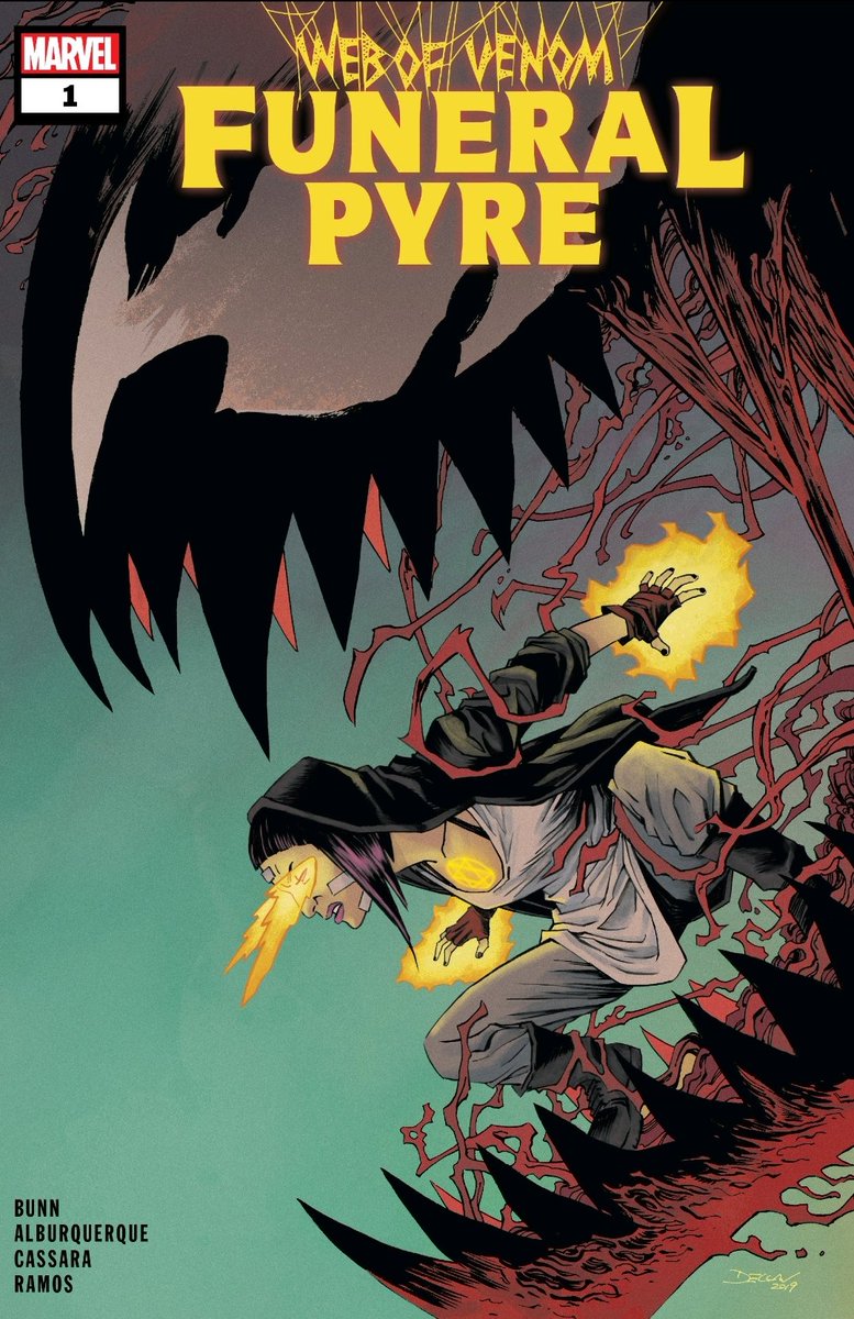 In Web of Venom: Funeral Pyre, Andi Benton is attempting to adjust back to a normal life without her symbiote. However recurring nightmares plague her waking thoughts, and suddenly Carnage appears - seeking to claim the Mania codex inside of Andi!
