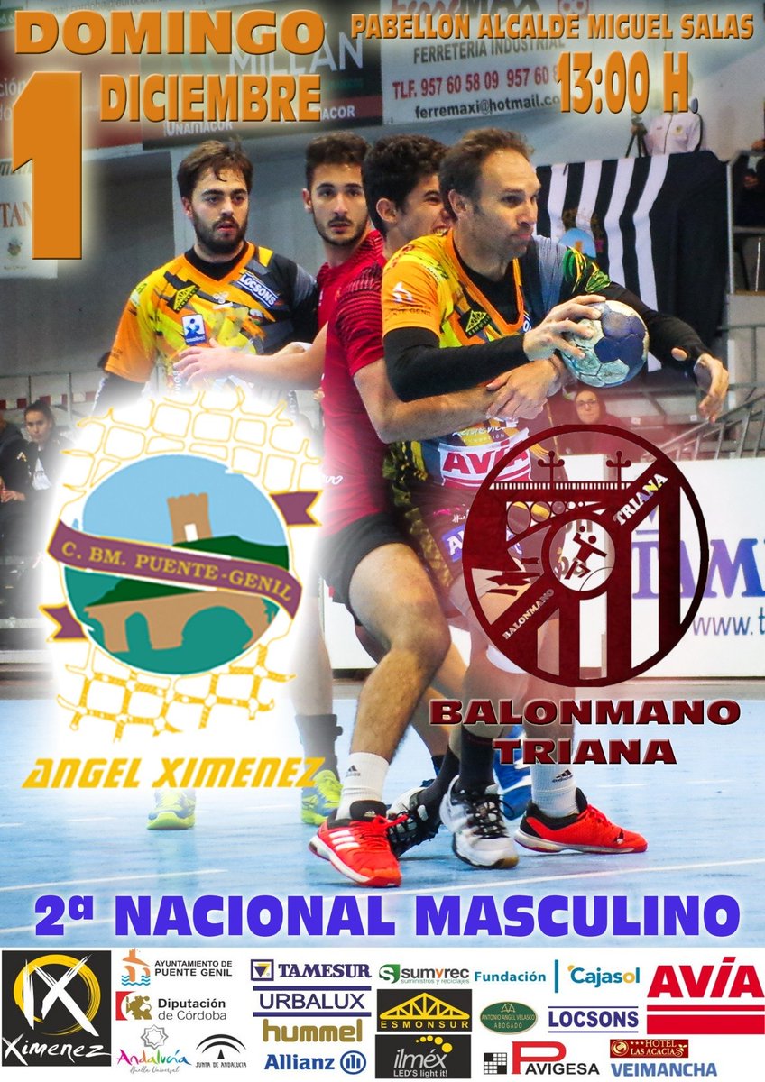 BmXimenez's tweet photo. Os esperamos a todos los amantes del Balonmano el próximo Domingo 1 de Diciembre a las 13:00 h. En el Pabellón Alcalde Miguel Salas
#elfuellejuega #atopisimo #vamosmigenil https://t.co/VGZpzaLEa7