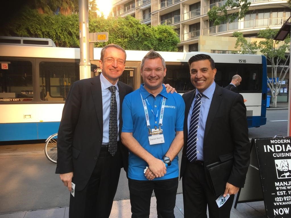 DanielNorris78's tweet photo. #VMDownUnderground , #PartnerForum and #vForumAU . Huge week last week, just catching up now. Was awesome to meet @joekinsella and to see @PGelsinger  again. Best vForum ever! https://t.co/9xNnlAMolb
