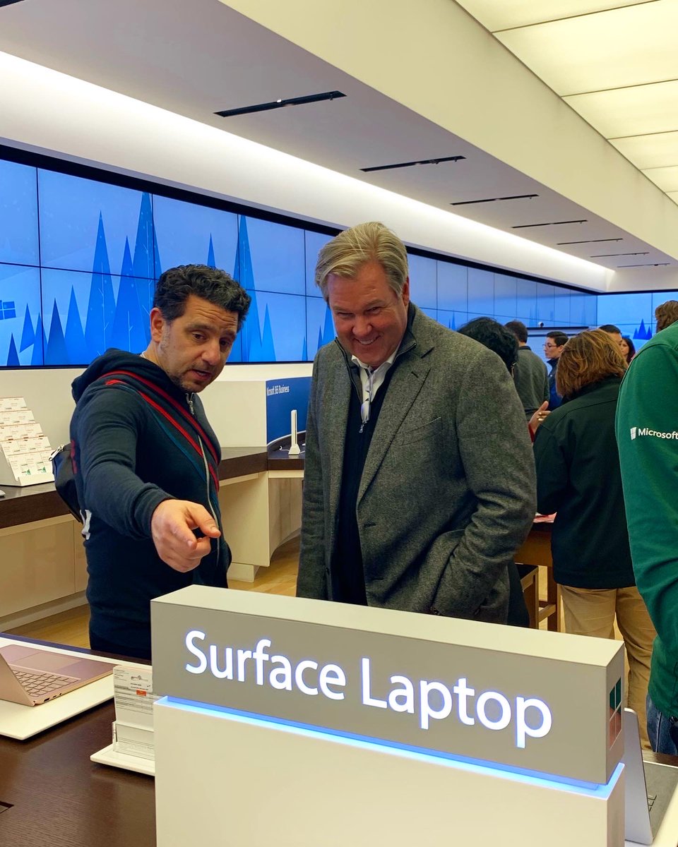 panos_panay's tweet photo. Always inspired to visit different @MicrosoftStore locations to see the incredible and creative ways they’re representing #Surface @yusuf_i_mehdi https://t.co/e1ug2kexoy