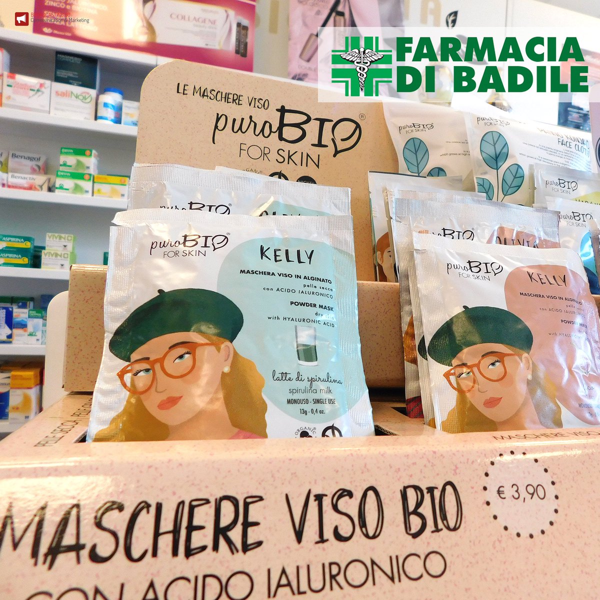 Broadcasting80's tweet photo. In Farmacia di Badile a #ZibidoSanGiacomo puoi trovare la linea KELLY di Maschere Viso con Acido Ialuronico di PUROBIO.
#maschereviso #purobio #bellezza #viso #estetica #acidoialuronico #natura #bio #cosmetici #farmacia #farmacista #pelle #skin #face #instagood #cliomakeup https://t.co/nK9mvkax1A