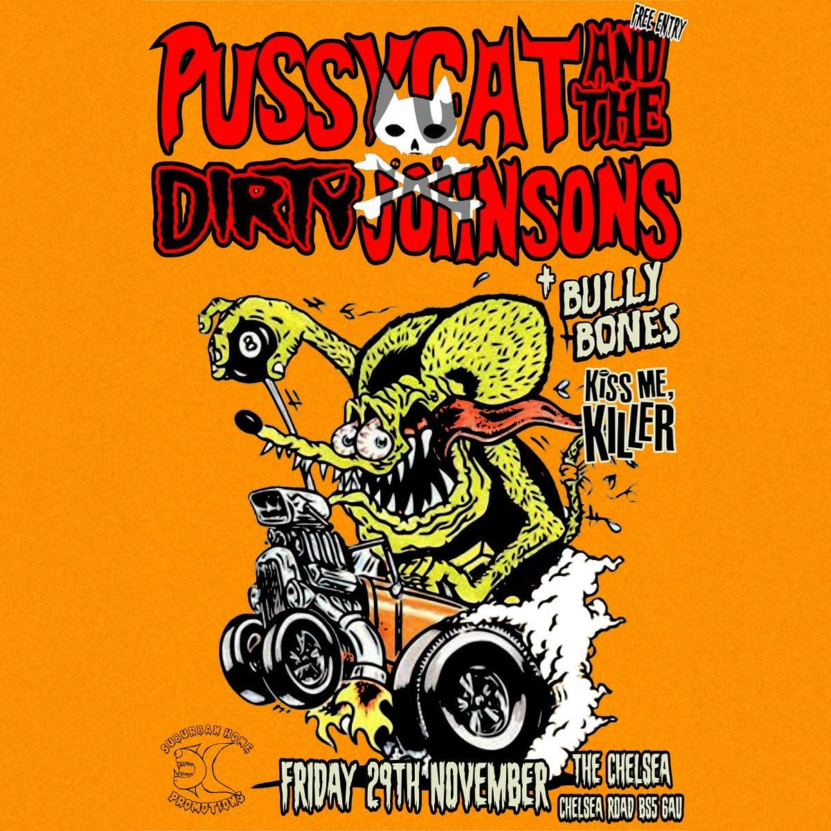 FRIDAY! BRISTOL! WITH <a href="/BullyBonesMusic/">BullyBones</a> AND <a href="/kissme_killer/">Kiss Me, Killer</a> at The Chelsea Inn! FREE ENTRY!!