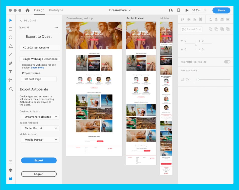Adobe Xd On Twitter Convert Your Xd Designs Into Live Responsive Web Pages Instantly With The Quest Ai Plugin And The Best Part No Code Needed Download Today And Try It Out Adobe Xd On Twitter Convert Your Xd Designs Into Live Responsive Web Pages Instantly With The Quest Ai Plugin And The Best Part No Code Needed Download Today And Try It Out