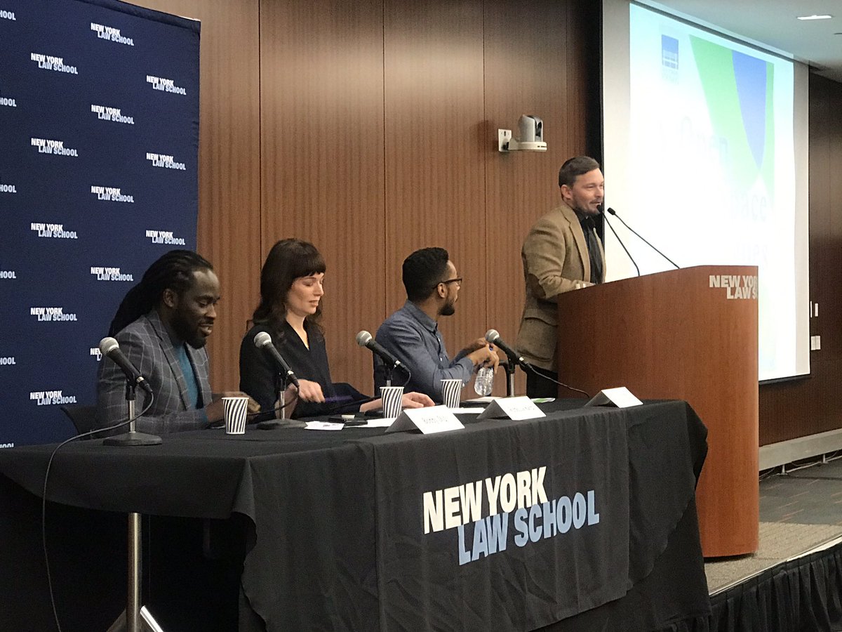 CityLandNYC's tweet photo. .@CityLimitsNews @jarrettmurphy moderates @NY4P #OpenSpaceDialogues panel with @ReynosoBrooklyn @IslandVoiceInc Bobby Digi and Karp Strategies’ Rebecca Karp. @NYLawSchool https://t.co/crvbUOHYsJ