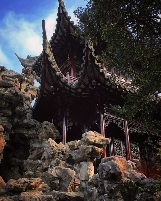 Rock gardens and pavilions seen at Yu Garden in Shanghai