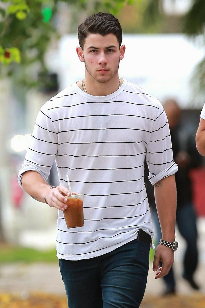 Nick Jonas in stripes