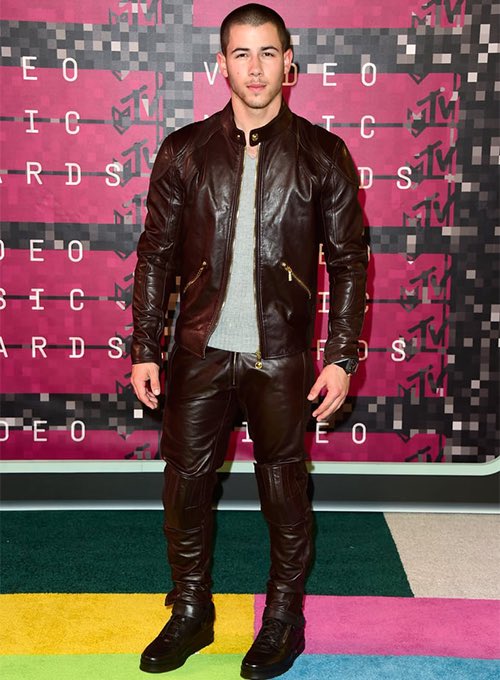 Nick Jonas in leather