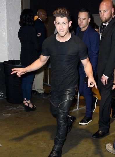 Nick Jonas in leather