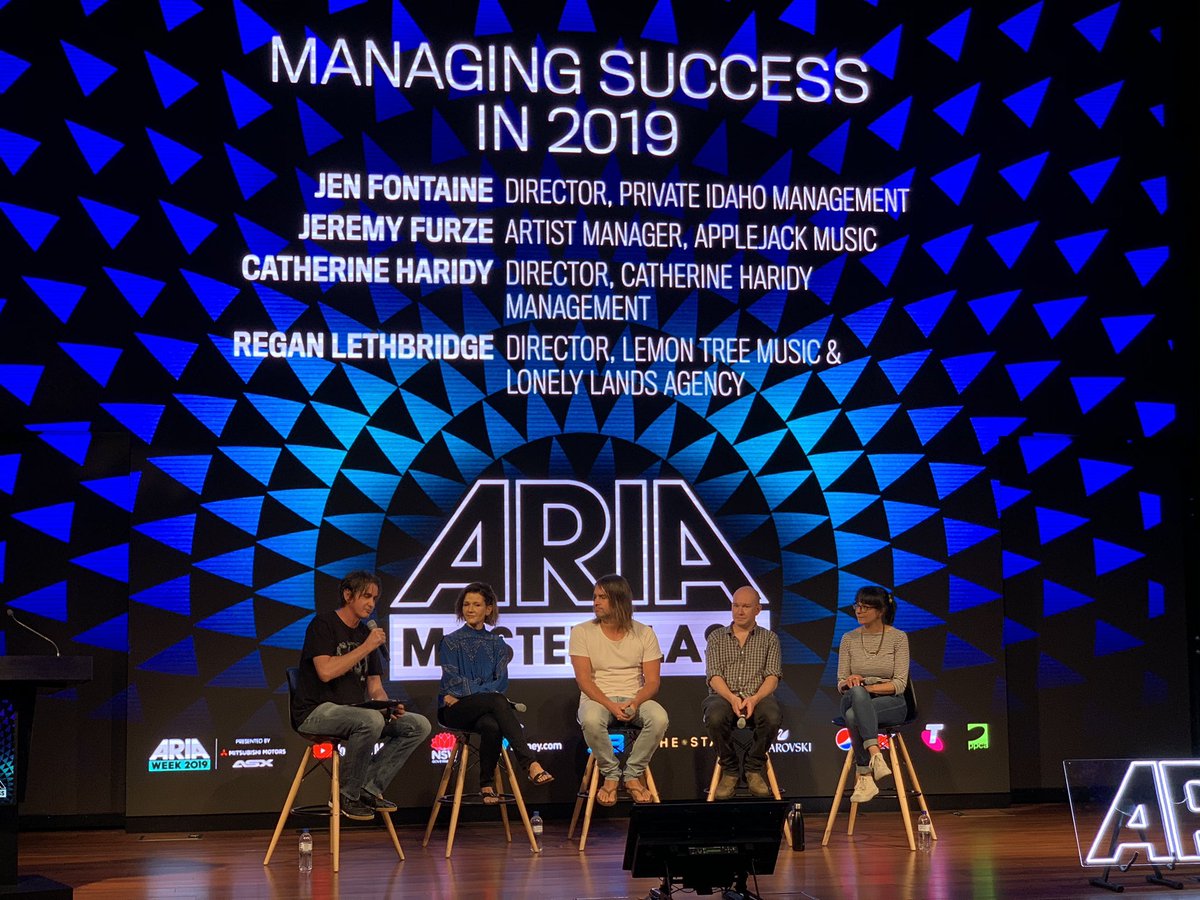 SoundsAustralia's tweet photo. What a dream team of managers. So much fantastic knowledge and advice being shared on the @ARIA_Official Masterclass stage today #ARIAWeek https://t.co/hEm2E6B1pf