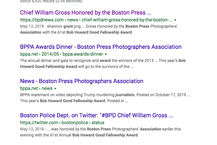 18/x And, sweetly, Google shows the Boston Press Photographers Association "Good Fellowship" Award is named for him! Even better, it's not a posthumous award! He's still active w/the BPPA, per  @BosPressPhoto site (hi friends  @CraigFWalker  @jrinaldi5  @GlobeBillGreene & John T!)