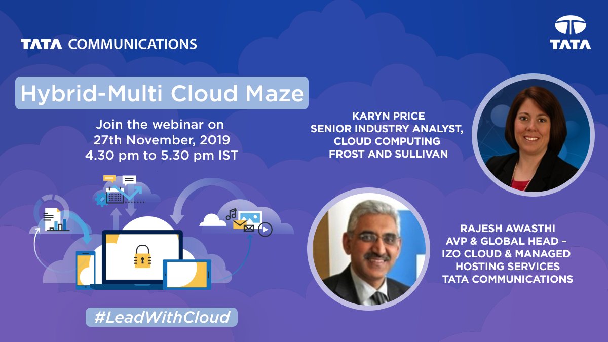 Navigate your digital journey with a hybrid multi-cloud approach. Learn how in this webinar with #TataComms' Rajesh Awasthi and <a href="/Frost_Sullivan/">Frost & Sullivan</a>'s Karyn Price on 27th November. <a href="/EconomicTimes/">Economic Times</a> #LeadWithCloud Visit bit.ly/2QivRhm to register.