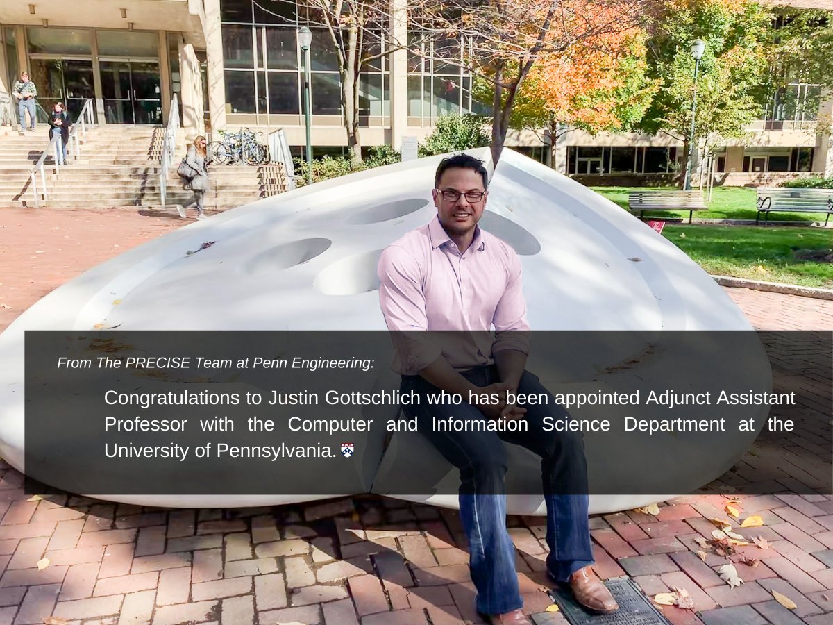 Congratulations <a href="/j_gottschlich/">Justin ("Goju") Gottschlich</a> on your adjunct appointment with us at the University of Pennsylvania.  We are excited to continue our collaborations with you!.